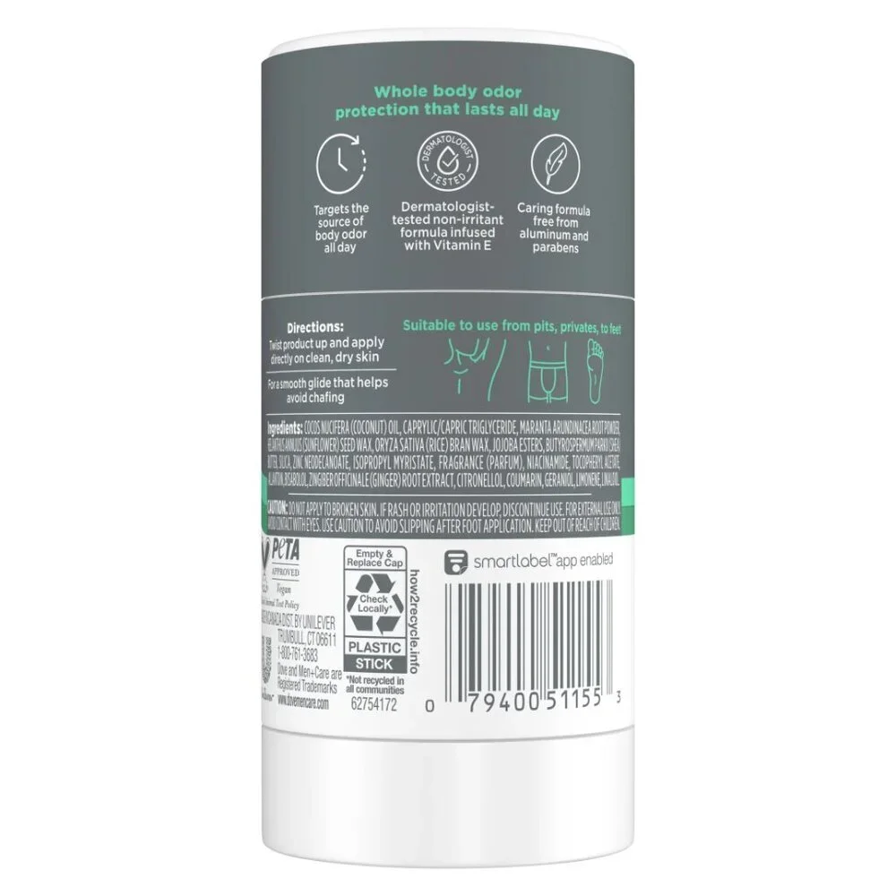 Dove Men Care, Whole Body Deo, Deodorant Stick, Aloe +Bamboo with Vitamin E, 2.6